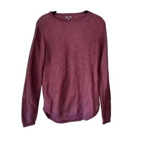 Lazy Knits Womens Burgundy Textured Knit Sweater with Elbow‎ Patches
